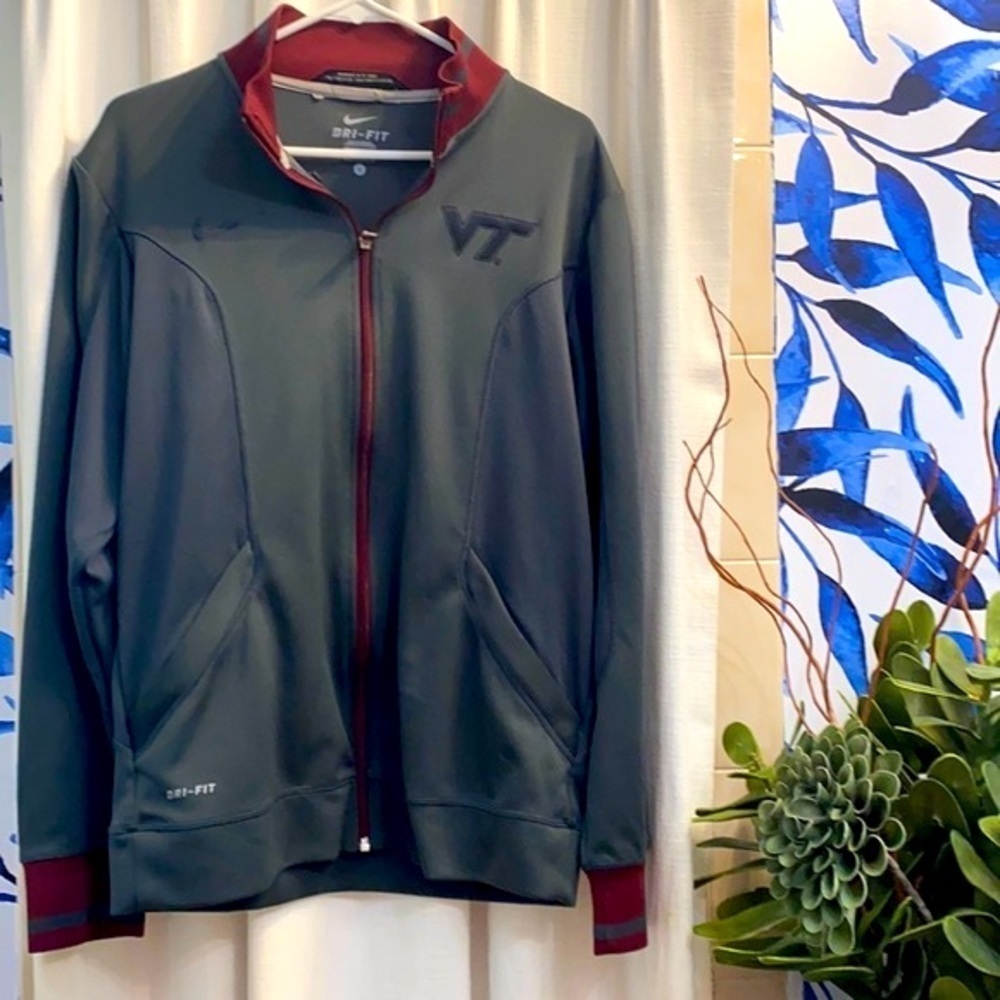 Men’s Nike Burgundy and Gray Virginia Tech Hokies Zip Up Jacket Size Small